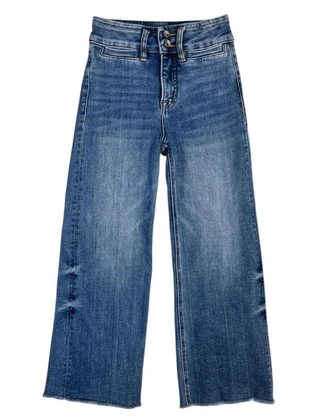 Bayeas High Rise Cropped Wide Leg Raw Hem Jeans Womens Size 24 X 25